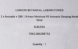 Набір - London Botanical Laboratories Avocado+CBD 8-Hour Moisture Fill Avocado Sleeping Mask (mask/50ml + mask/50ml) — фото N3