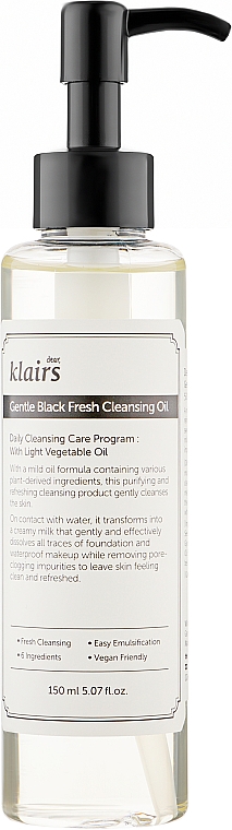 Увлажняющее гидрофильное масло - Klairs Gentle Black Fresh Cleansing Oil — фото N1