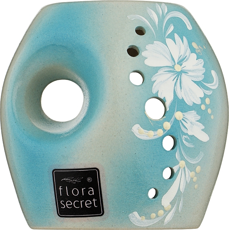 Аромалампа "Ирис", молочно-голубая с цветами - Flora Secret — фото N1