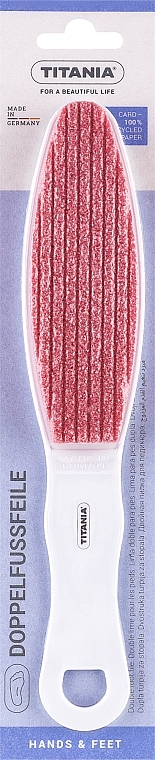 Пилочка педикюрная двухстороняя с пемзой, светло-розовая - Titania — фото N1