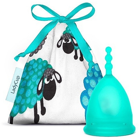 Менструальна чаша, розмір S, блакитна - LadyCup Revolution Green Sheep — фото N1
