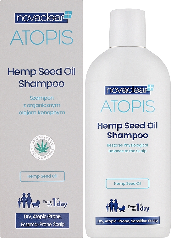 Шампунь з органічною олією конопель - Novaclear Atopis Hemp Seed Oil Shampoo — фото N2