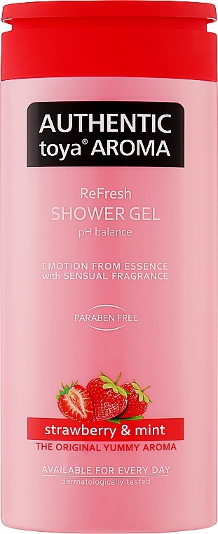 Гель для душу "Полуниця і м'ята" - Authentic Toya Aroma Strawberry & Mint Shower Gel — фото N1