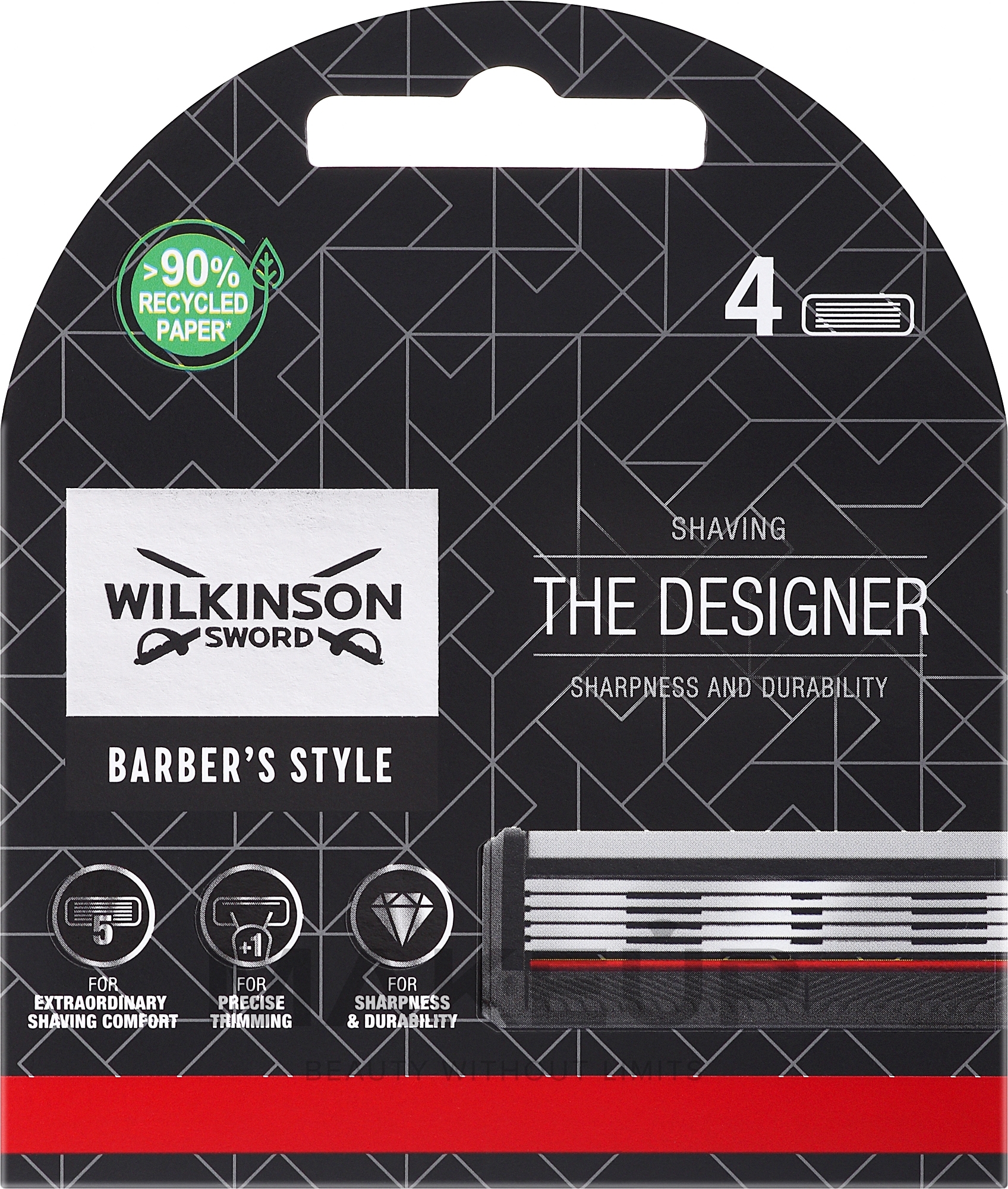 Сменные кассеты для бритья, 4 шт. - Wilkinson Sword Barber's Style The Designer Refills — фото 4шт