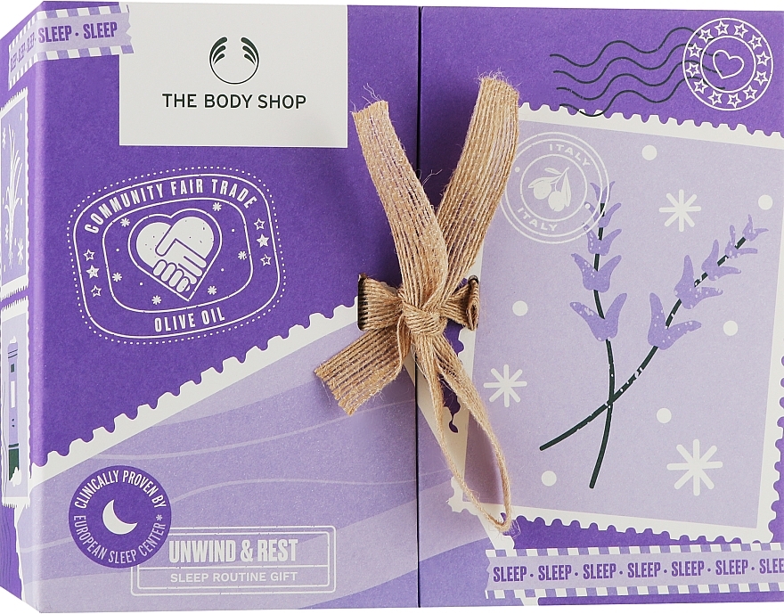 Набір - The Body Shop Lavender & Vetiver Sleep (gel/200ml + oil /9ml + b/cr/200ml + spray /100ml) — фото N1