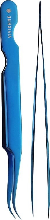Пинцет изогнутый, синий металлик - Vivienne  — фото N1