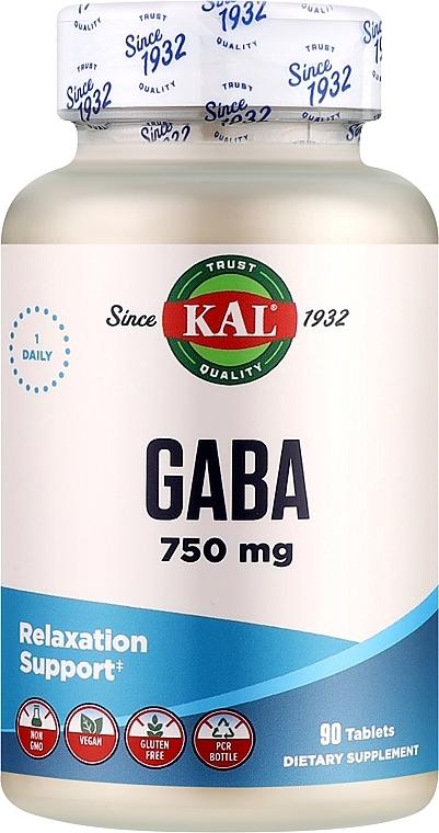 Пищевая добавка "Гамма-аминомасляная кислота", 750 мг - Kal Gaba 750mg — фото N1