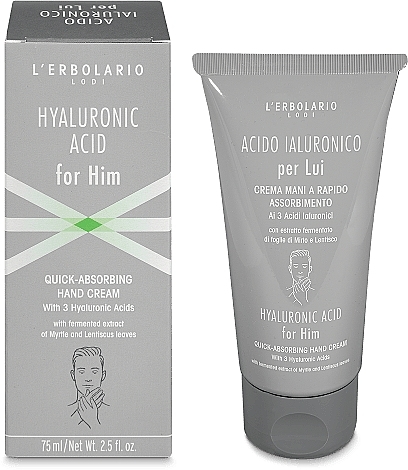 Крем для рук с гиалуроновой кислотой - L'Erbolario Hand Cream Hyaluronic Acid for Him — фото N1