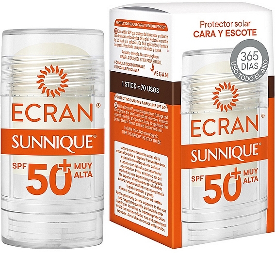 Солнцезащитный стик для лица - Ecran Sunnique Protector Solar Facial En Stick Spf50+ — фото N1
