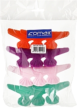 Шпильки-краби пластикові різнокольорові "Fashion Hair", фіолетовий + рожевий + помаранчевий + бірюзовий - Comair — фото N2