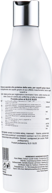 Шампунь с эффектом анти-желтизны и протеинами шелка для светлых волос - Magnetique Satin Line Silver Shampoo — фото N2