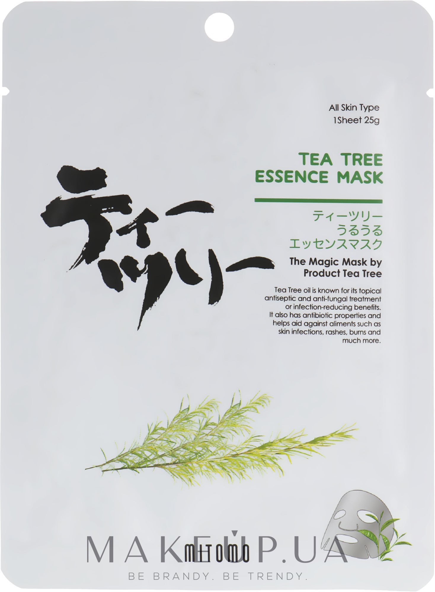 Тканевая маска для лица с маслом чайного дерева - Mitomo Tea Tree Essence Mask — фото 25g