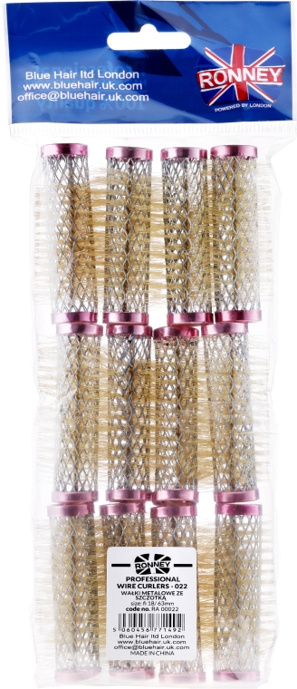 Бігуді для волосся 18/63 мм, рожеві - Ronney Wire Curlers RA 00022 — фото N3