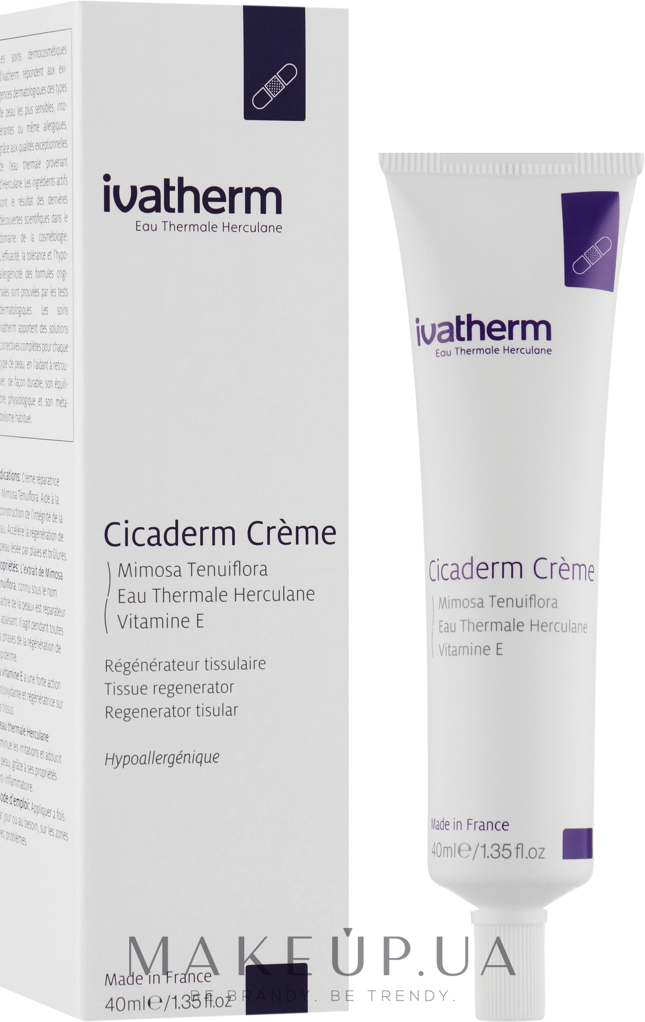 Восстанавливающий крем с экстрактом мимозы - Ivatherm Cicaderm Cream Tissue Regenerator With Mimoza Tenuiflora — фото 40ml