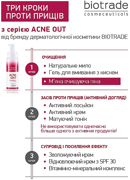 Нежная очищающая пена с молочной кислотой в тревел формате - Biotrade Acne Out Cleansing Face Foam (мини) — фото N7