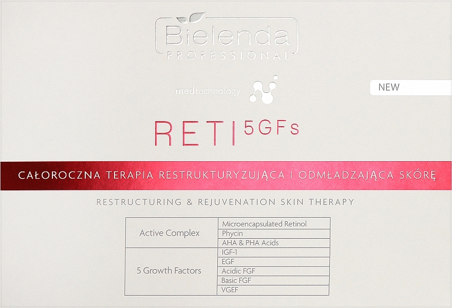 Круглогодичная терапия "Реструктуризация и омоложение кожи", 10 процедур - Bielenda Professional RETI 5GFs — фото N2