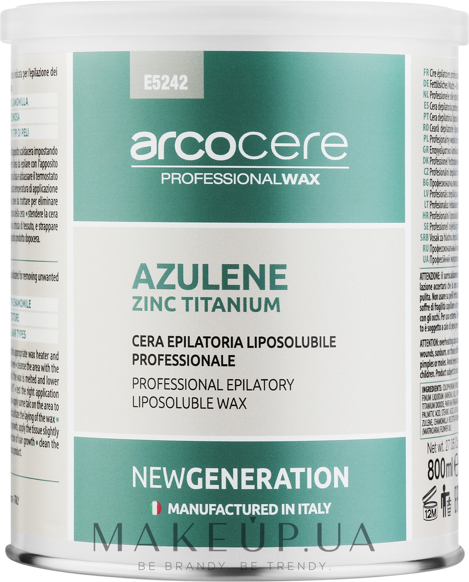 Воск в банке "Азулен и цинк" - Arcocere New Generation Zink Titanium Azulene — фото 800ml
