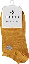 Жіночі короткі шкарпетки з вишивкою у вигляді серця, жовті - Moraj — фото N1
