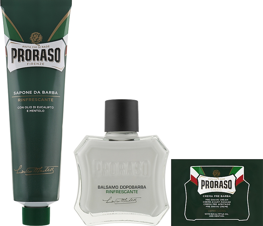 Набір для гоління з ментолом і евкаліптом - Proraso Green Classic Shaving Duo (sh/cr/150ml + ash/balm/100ml) — фото N2