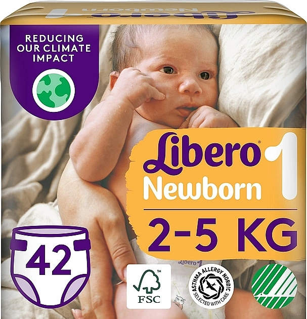 Підгузки Newborn 1 (2-5 кг), 42 шт. - Libero — фото N1