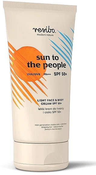 Легкий крем для обличчя й тіла з SPF50+ - Resibo Sun To The People Light Face & Body Cream Spf50+ — фото N1