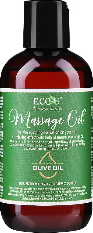 Массажное масло с оливковым маслом - Eco U Olive Oil Massage Oil — фото N1