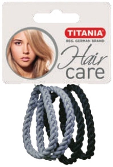 Резинки для волос, плетеные, эластичные 4,5 см, 4 шт, черные и серые - Titania — фото N1