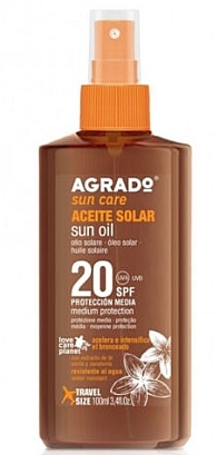 Масло для ускорения и усиления загара SPF20 - Agrado Aceite Solar SPF20 — фото N1