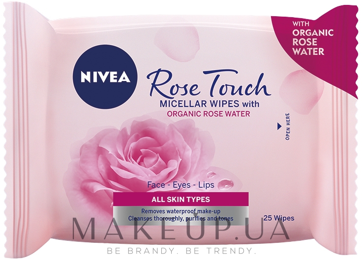 Салфетки для снятия макияжа с розовой водой - NIVEA Rose Touch Micellar Wipes — фото 25шт