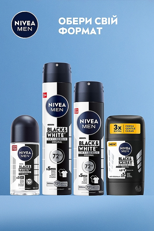 Антиперспірант "Чорне та Біле невидимий: класичний", спрей - NIVEA MEN Black & White Invisible Original Anti-Perspirant — фото N6