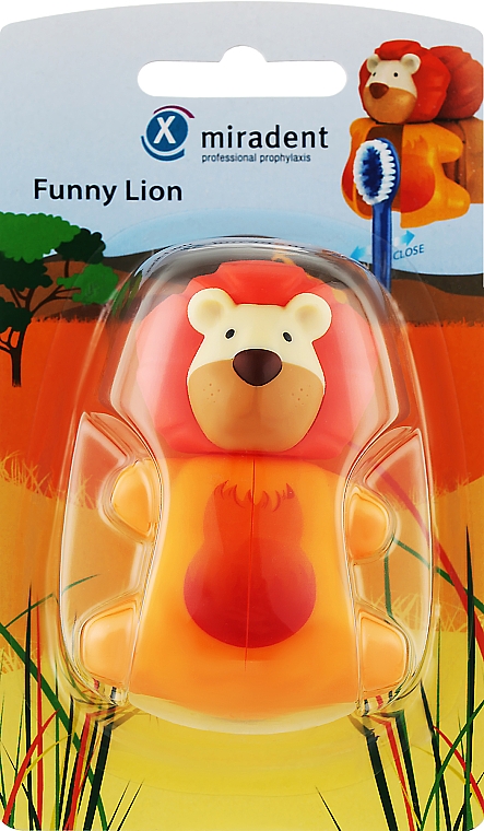 Дитячий гігієнічний футляр для зубної щітки, лев - Miradent Funny Animals Holder For The Brush Lion — фото N1