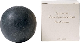 Парфумерія, косметика Твердий шампунь "Чорне вугілля", у картонному пакованні - Erigeron All in One Vegan Shampoo Ball Black Charcoal
