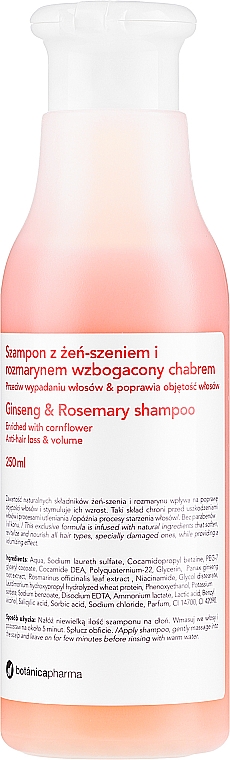 Шампунь с женьшенем - Botanicapharma Ginseng & Rosemary Shampoo — фото N1