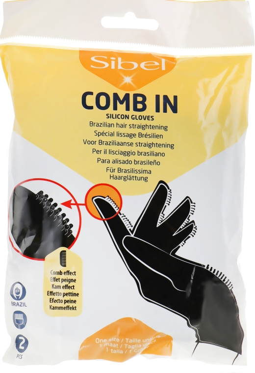 Рукавички силіконові з щетинками, чорні - Sibel Comb In — фото N1