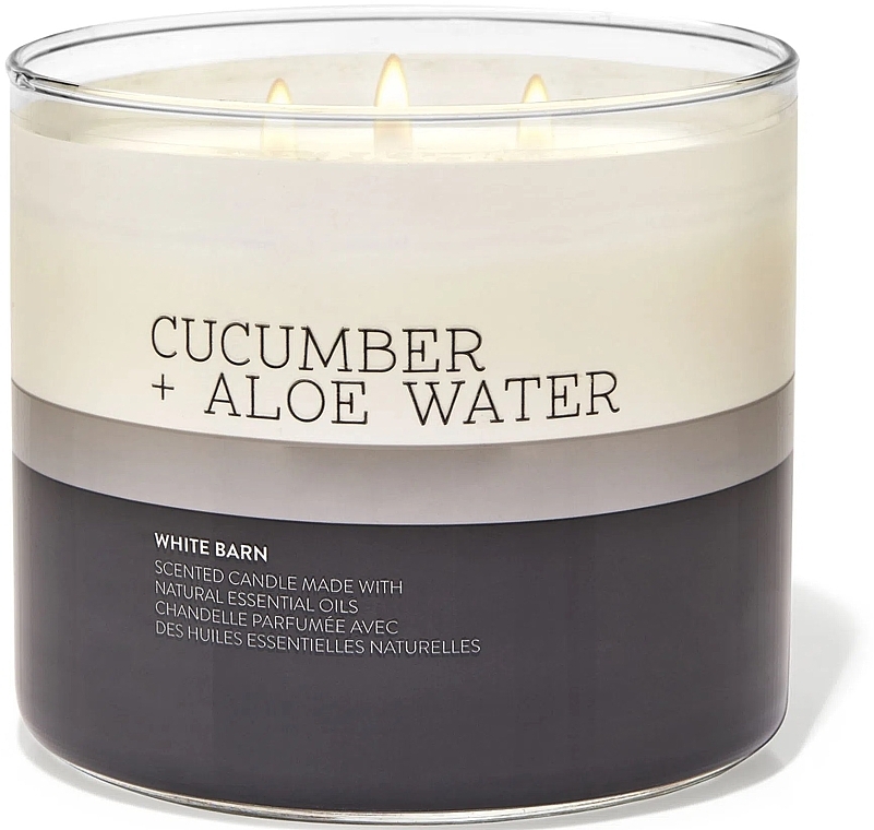 Аромасвеча 3-фитильная - Bath and Body Works Cucumber + Aloe Water Scented Candle — фото N1
