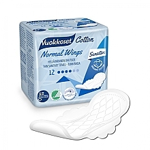 Гигиенические прокладки, 12шт - Vuokkoset Cotton Normal Wings Sensitive — фото N1