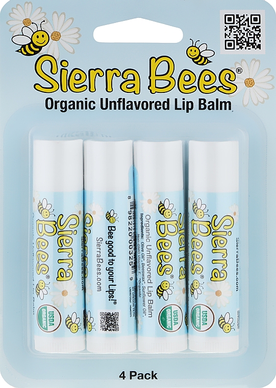 Набор бальзамов для губ "Без запаха" - Sierra Bees (lip/balm/4x4,25g) — фото N1