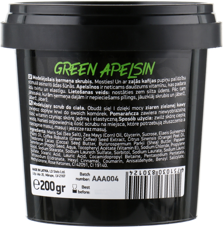 Скраб для тіла моделювальний "Green Apelsin" - Beauty Jar Modelling Body Scrub — фото N2