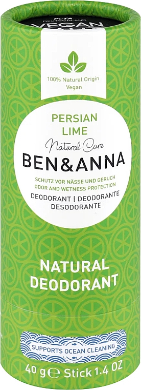 Дезодорант на основе соды "Persian Lime" (картон) - Ben & Anna Natural Care Persian Lime Deodorant Paper Tube