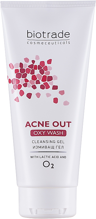 Ніжний гель для вмивання з киснем та молочною кислотою для всіх типів шкіри, особливо проблемної - Biotrade Acne Out Oxy Wash