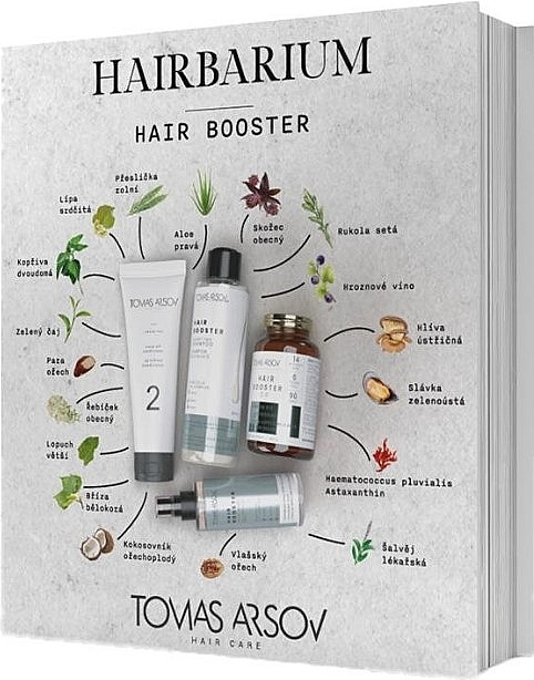 Набір - Tomas Arsov Hairbarium Hair Booster Set (shm/250ml + h/cond/250ml + h/spay/110ml + h/booster/90pcs) — фото N2