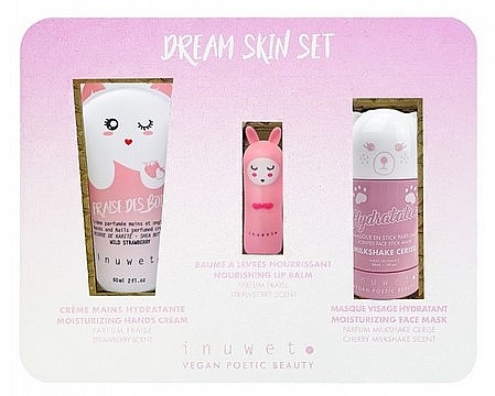 Набор - Inuwet Dream Skin Set (lip/balm/3.5g+h/cr/60ml+f/mask/30ml) — фото N1