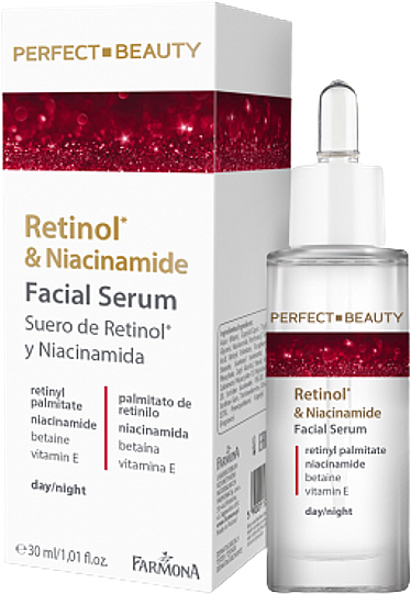 Сироватка для обличчя зволожувальна проти зморщок з ретинолом та ніацинамідом на день-ніч - Farmona Perfect Beauty Retinol & Niacinamide Facial Serum