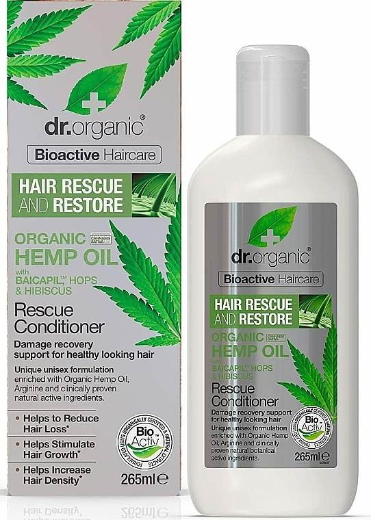 Кондиціонер для волосся «Конопляна олія» - Dr. Organic Bioactive Haircare Hemp Oil Rescue Conditioner — фото N1