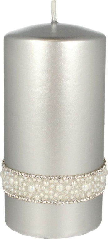 Декоративная свеча серебряная, 7х14см - Artman Crystal Opal Pearl — фото N1
