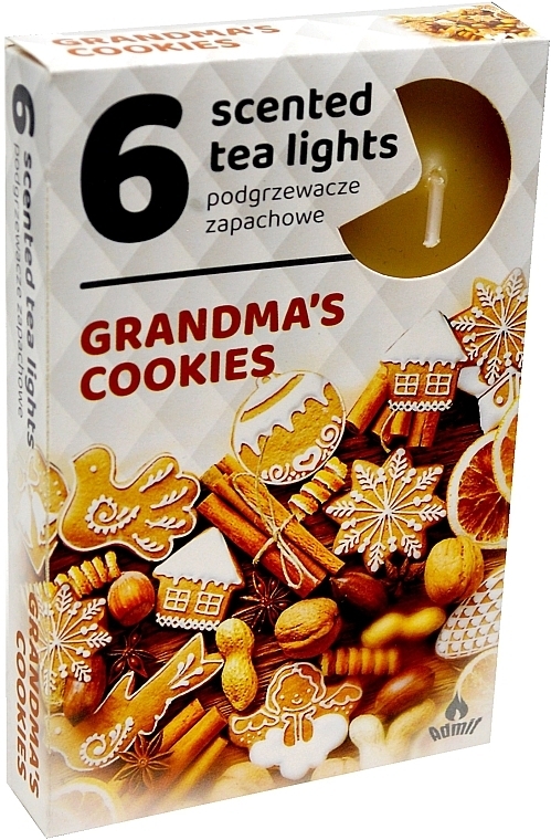 Чайні свічки "Бабусине печиво", 6 шт. - Admit Scented Tea Light Grandmas Cookies — фото N1