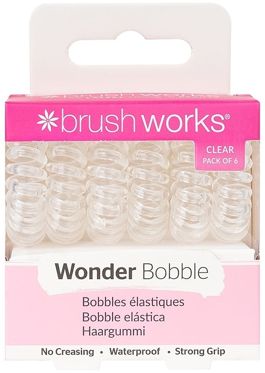 Резинки для волос, прозрачные, 6 шт. - Brushworks Wonder Bobble Clear — фото N1