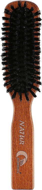Гребінець для волосся на гумовій подушці із зубцями зі щетини кабана, 6 рядків, темний - Gorgol — фото N1