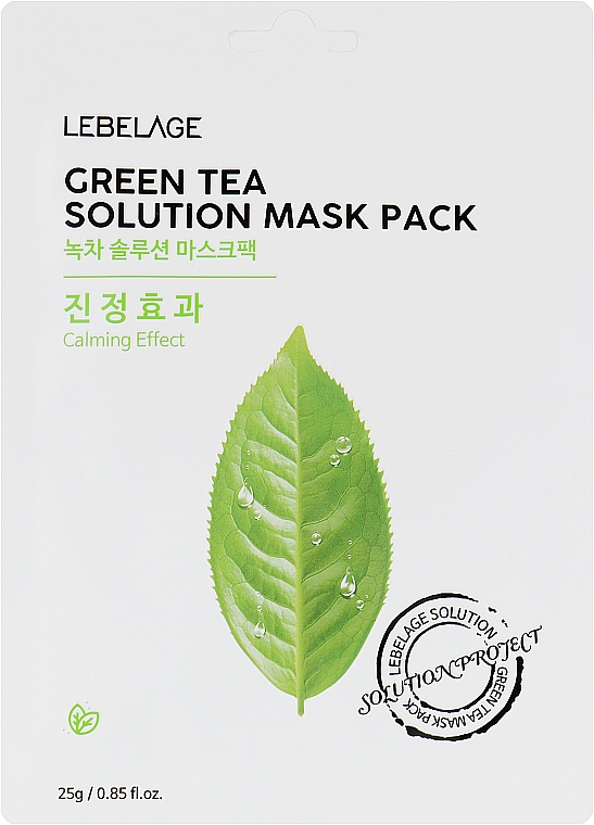 Тканинна маска для обличчя - Lebelage Green Tea Solution Mask — фото N1