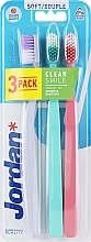 Зубна щітка, м'яка, сіра, м'ятна, рожева - Jordan Clean Smile Soft — фото N1